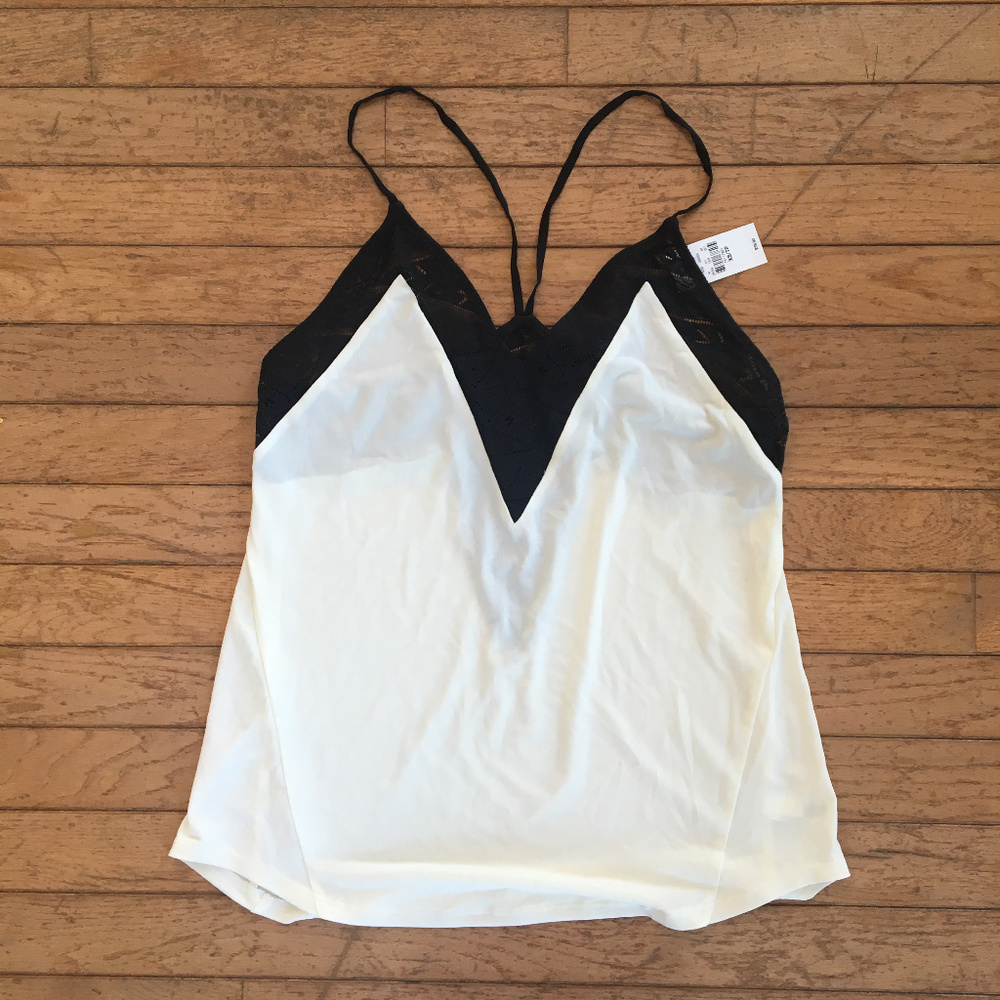 express black and cream blouse